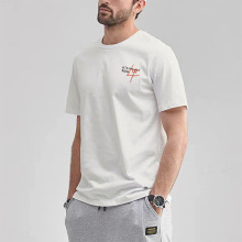 跨境外贸尾单微弹精梳棉男t恤 欧美奥黛尔宽松圆领棉男士短袖t恤