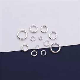 S925纯银DIY配件素银开口圈闭口圆环扣手工手链项链搭扣连接扣子