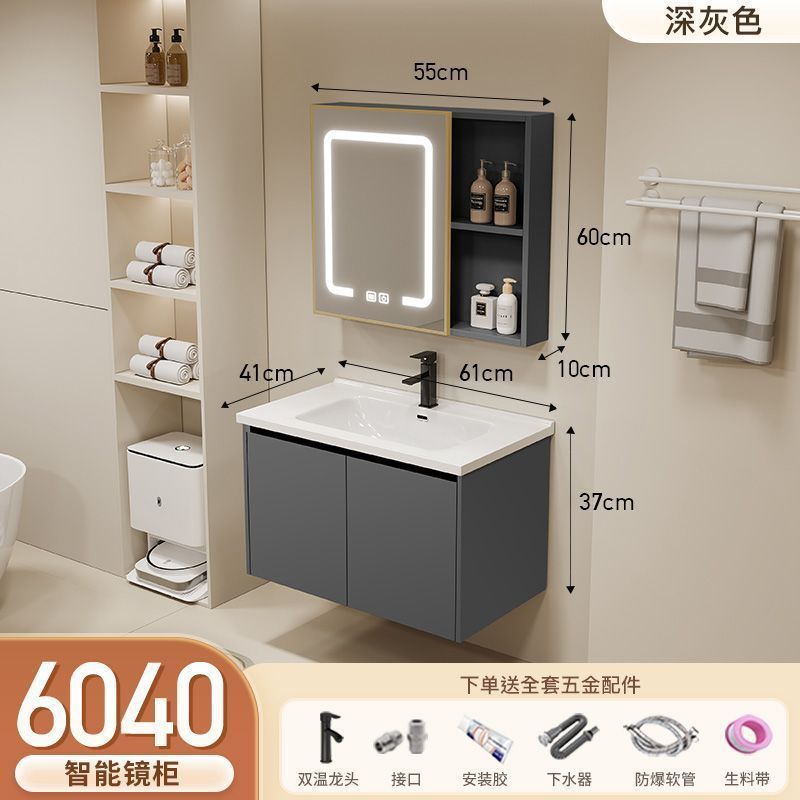 Gabinete de baño de aluminio inteligente espacial grueso combinación lavabo lavabo en cerámica lavabo fábrica de inodoro al por mayor