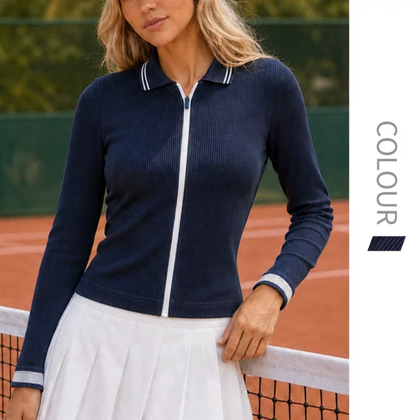 New lightweight outdoor sports jacket, slim-fit solid-color women’s top, suitable for running, fitness, and yoga, with a fitted waist and zipper closure