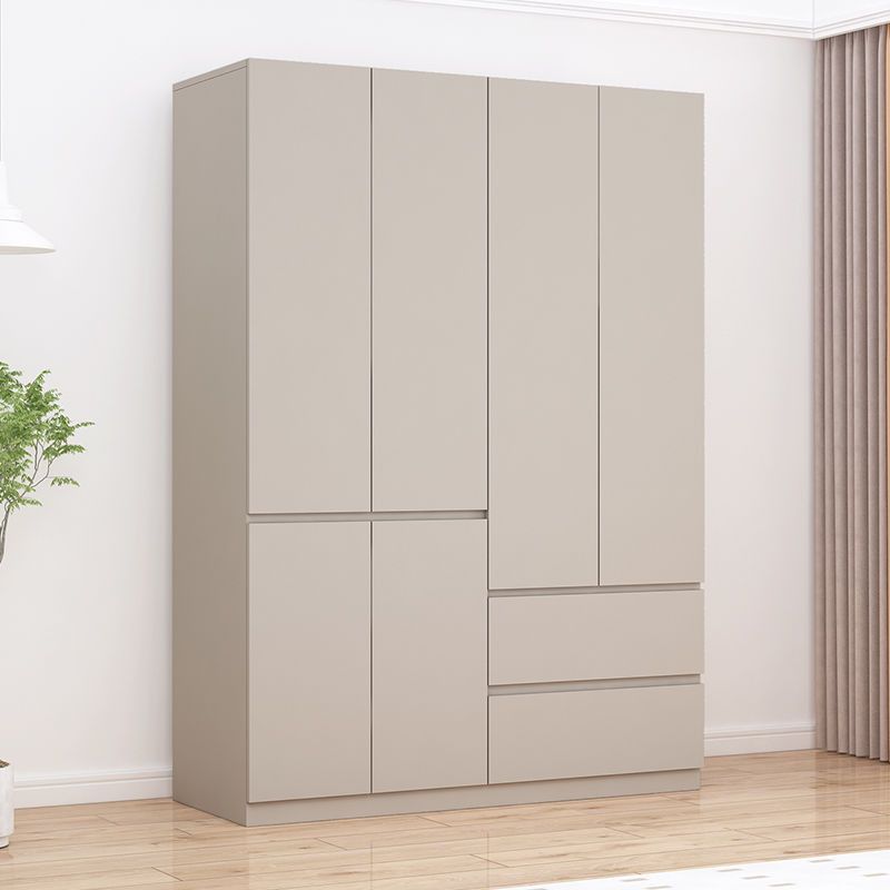 Wardrobe for Home Bedroom Solid Wood Double Door Three Door Wardrobe Modern Simple Long Full Hanging Rental House Storage Cabinet