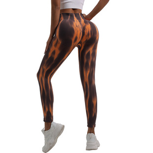 Cross-border European and American Aurora Tie-dye Yoga Peach Butt Pants New Outdoor Sports Fitness Tight Casual Women's Pants