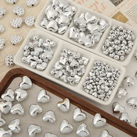 韩系电镀爱心直孔屁桃心形散珠  手工diy手机链项链饰品配件串珠