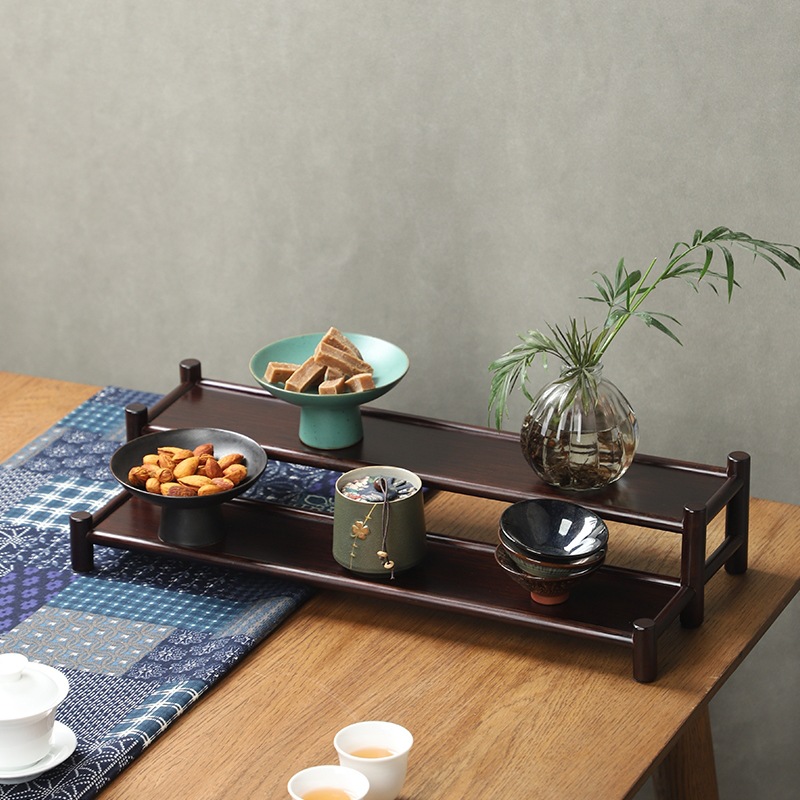 中式功夫茶杯架子置物架茶具茶壶紫砂壶收纳架桌面小博古架展示架