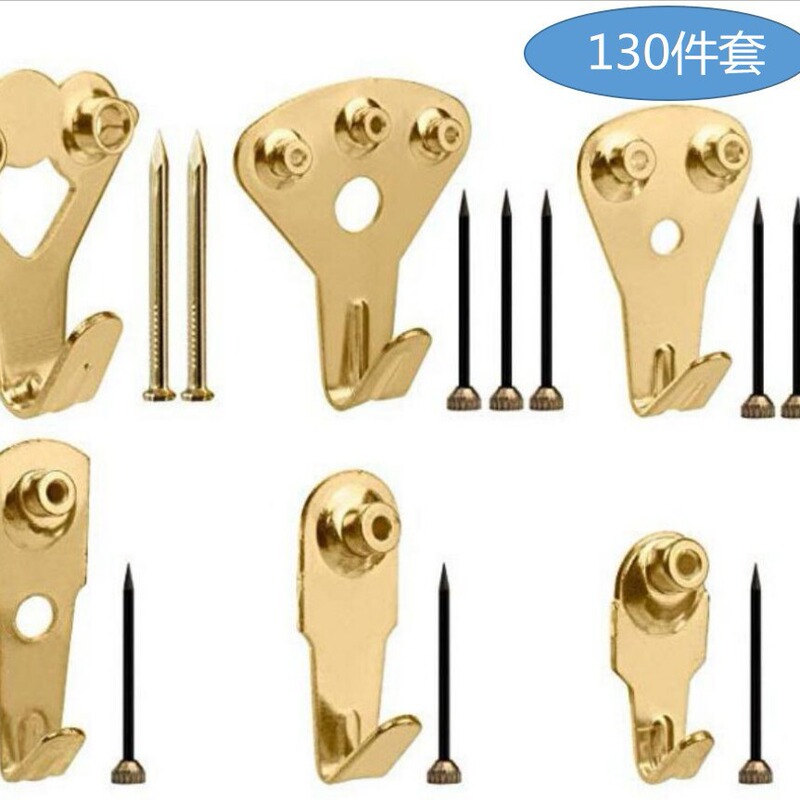 In stock supply German photo frame seamless nail thickened golden photo frame hook 130 suit heavy-duty picture frame hook