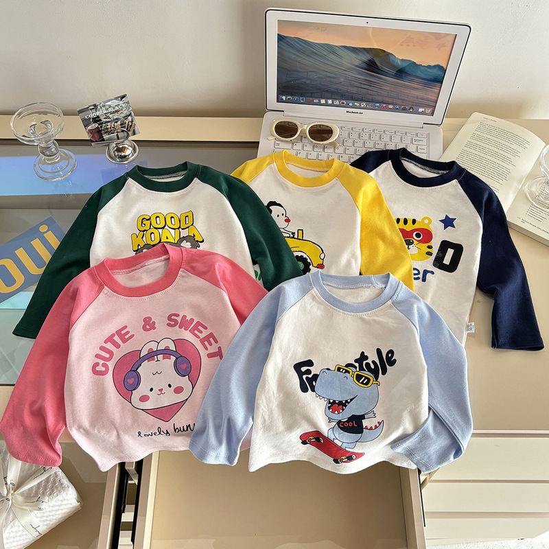Children's Long-Sleeved T-Shirt Spring and Autum Bottoming Shirt Pure Cotton Baby New Boy's Top Girl's Baby Clothes Kidsren's Clothing