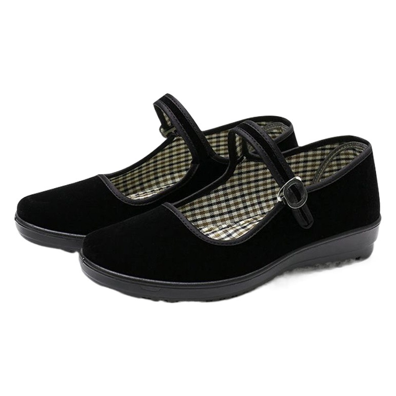 Old Beijing Cloth Shoes Women's Shoes Flats Casual Hotel Work Shoes Women's Black Soft Sole Dancing Women's Shoes Mom's Shoes