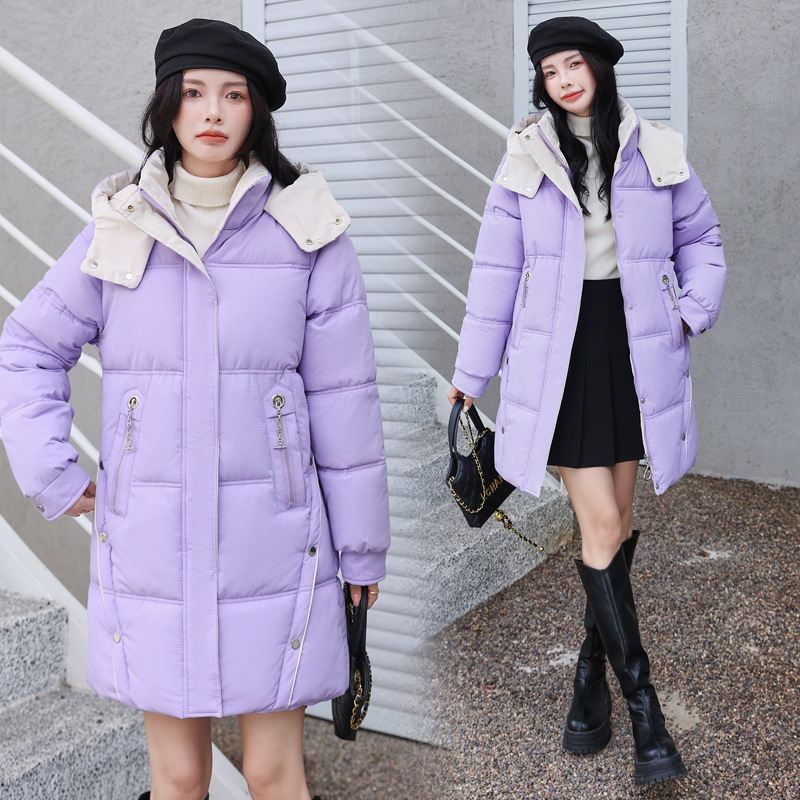 2023 invierno nuevo suelto gran pan chaqueta de pluma de algodón chaqueta de algodón chaqueta de mujer chaqueta de algodón grueso medio largo