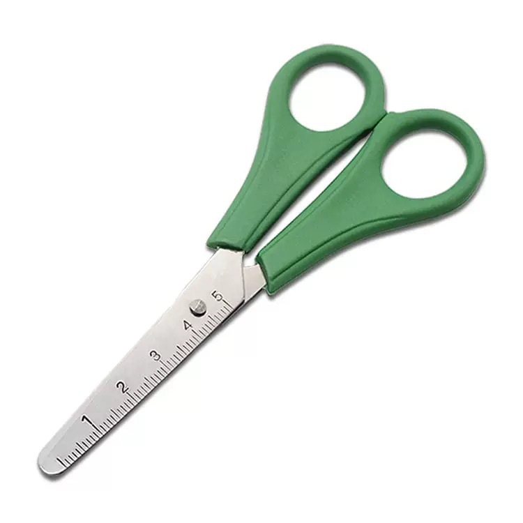 Niños de precio especial regla de cabeza redonda tijeras tijeras de seguridad jardín de infantes material de corte de papel cuchilla práctica engrosado