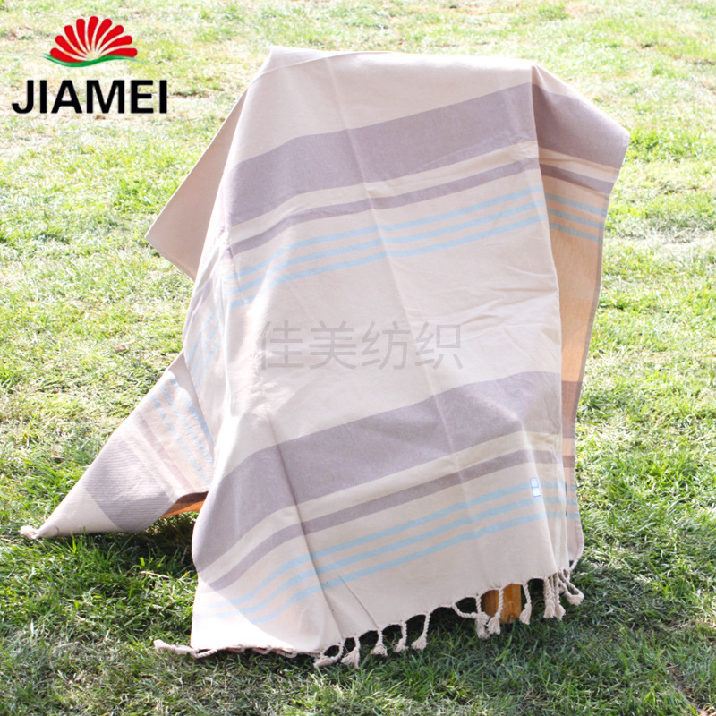 Factory export direct European and American popular striped tassel beach towel cotton Turkish towel absorbent large bath towel yarn-dyed