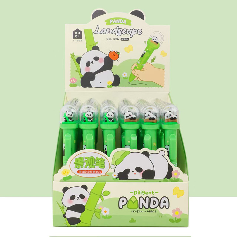 Keqi KK-8205 Ice and Snow Penguin Landscape Pen Presione el bolígrafo de geles ins Bolígrafo de descompresión creativo de alto valor Bolígrafo de agua negra