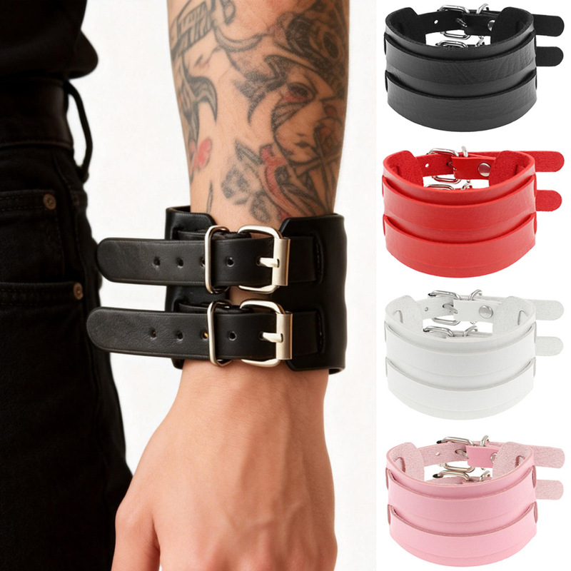 Eco-Friendly Pu Leather Korean-Style Punk Couple Rivet Bracelet Fashion Bangle Non-Mainstream Rock Bold Trendy Wristband Jewelry