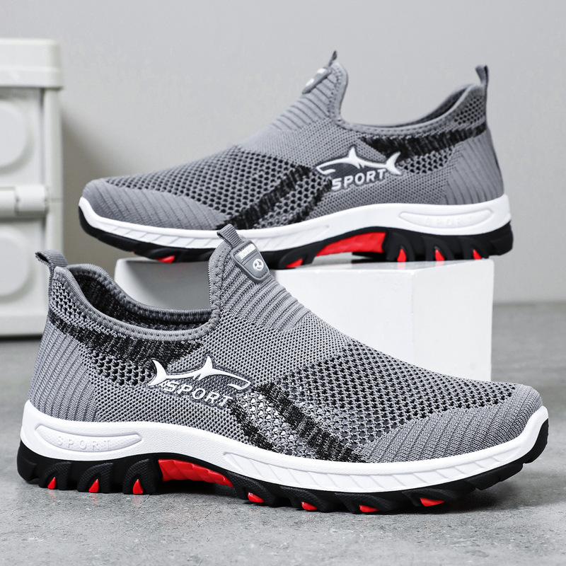 Foreign Trade Fly-Knit Large Size Men's Shoes Cross-Border Temu Custom Label Shark Casual Shoes Soft Sole Breathable Mesh Sports Shoes Single Shoes Foreign Trade Fly-Knit Large Size Men's Shoes Cross-Border Temu Custom Label Shark Casual Shoes Soft Sole Breathable Mesh Sports Shoes Single Shoes
