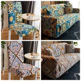 2025餐桌椅子套罩中式复古典民族风欧式座椅罩木板凳