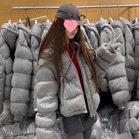 美式棉服短款外套冬季新款加厚保暖小个子立领连帽棉衣面包服女