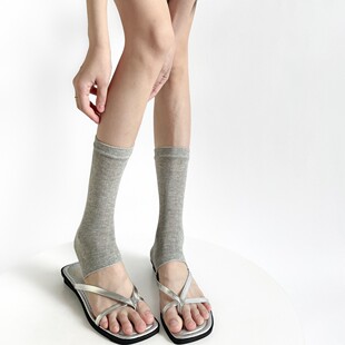Summer New Thin Miu Series Solid Color Footed Socks, Versatile Half-Tube Slouch Socks, White Socks