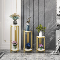 Nordic wrought iron plant stand, minimalist living room indoor balcony, luxury floor-standing marble pothos plant stand