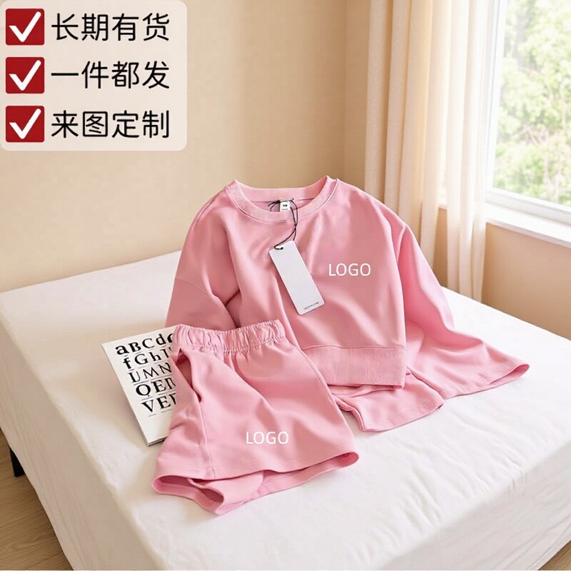 Trendy Brand Cross-Border Spring and Autumn Unisex New Style Round Neck Long-Sleeve Sweatshirt + Elastic Waist Shorts Sports Set Trendy Brand Cross-Border Spring and Autumn Unisex New Style Round Neck Long-Sleeve Sweatshirt + Elastic Waist Shorts Sports Set