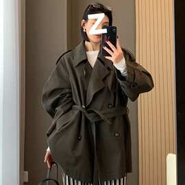 原版做法宽松风衣外套女2026春秋新款小个子巨好看韩版高级感短款