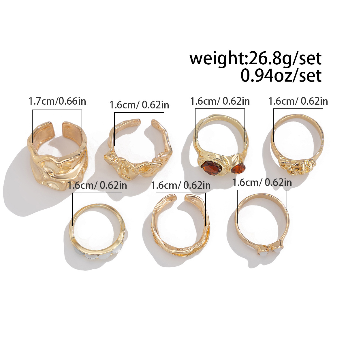 19g Weight Rhinestones Inlay Material Rings Classification One Size Ring Size 1 Set Quantity Holiday Occasion Alloy Material Geometric Pattern Women's Gender Plating Design Retro Style 1 Set Geometric Rings Alloy Rhinestones Women's Retro Rings 13