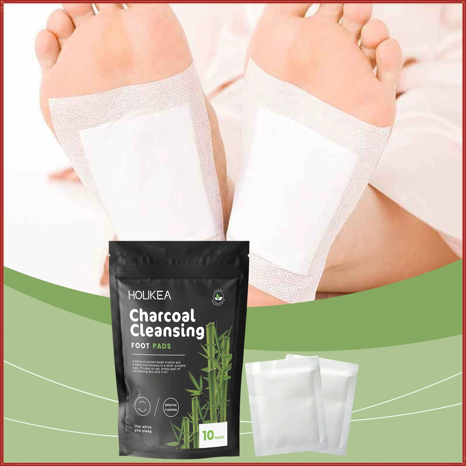 HOUKEA бамбуковый древесный уголь наклейки для ног Ежедневная нежная очистка тела уход за сном бамбуковый уголь уход за ногами