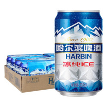 哈尔滨冰纯听装330ml*24整箱批发