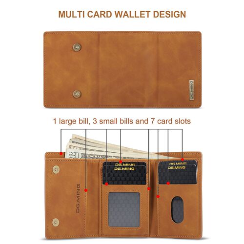 DG.MING Brown Wallet European and American Style Retro PU Wallet Multi-function Magnetic Clasp Small Wallet Clutch Bag