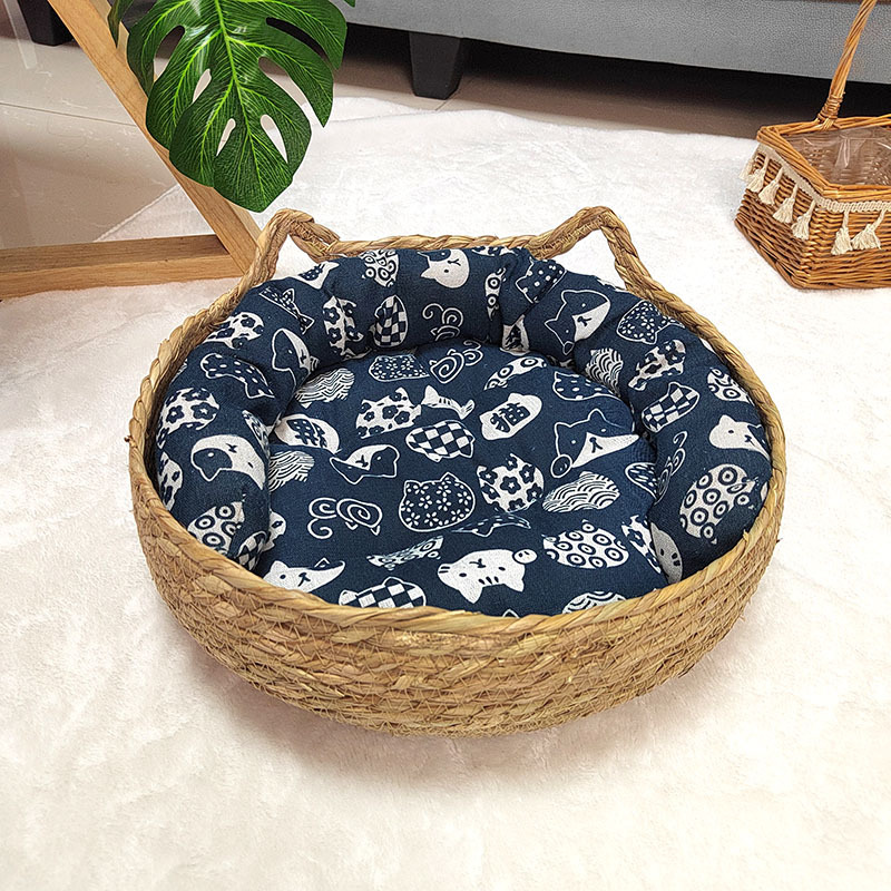 고양이 귀 + 블루 pp면 패드 + 베개