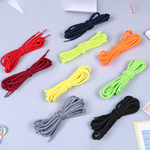 Hong xu round shoelace factory wholesale round polyester shoelaces outdoor mountain climbing basketball shoelaces black shoelaces