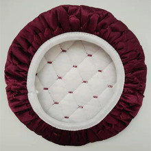 12WU圆凳子套罩亚麻棉布夹棉家用圆餐椅垫双层加厚毛绒面饭店餐厅