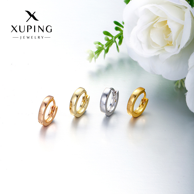 Xuping estilo simple brillante aretes redondos clásicos diarios fácil de usar bordes europeos y estadounidenses perfiles temperamento orejas para mujeres