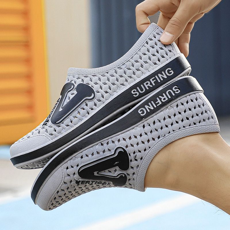 Hole Shoes Men's Summer Slip-Resistant Breathable Casual Beach Shoes Outwear Versatile Two-Way Trendy Cap Toe Shoes Wholesale