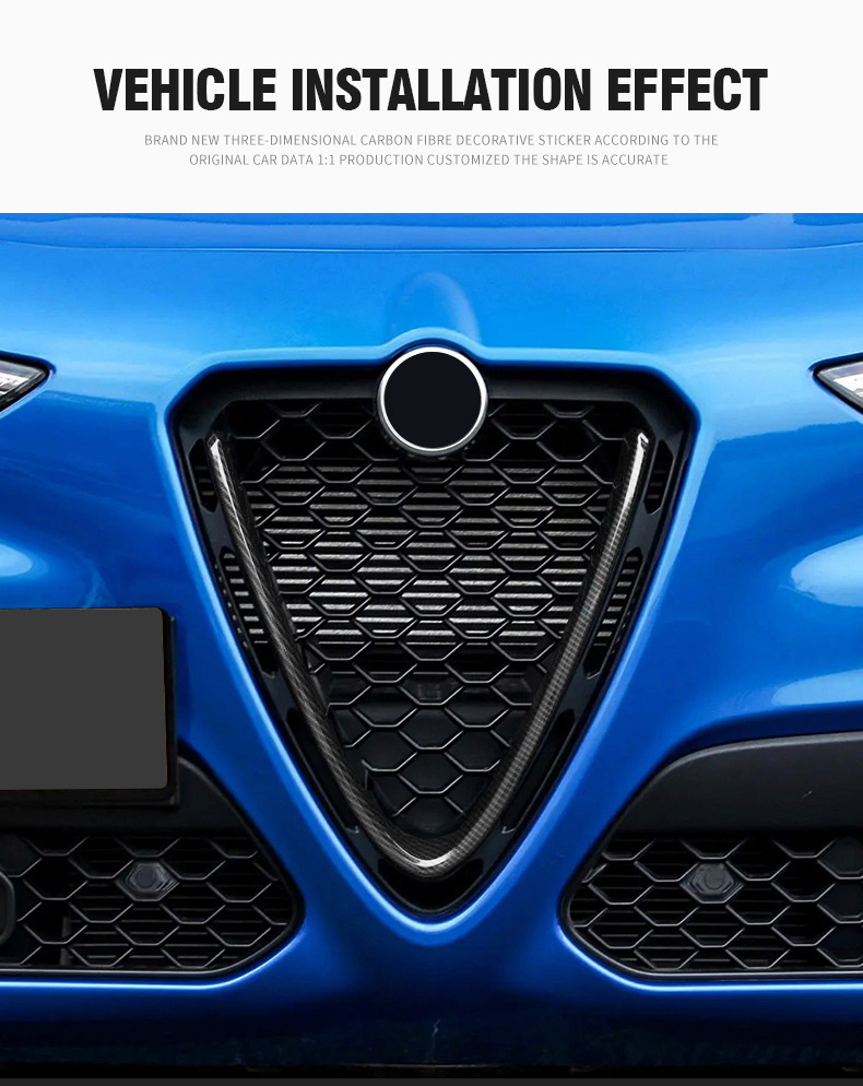 Cross-Border Suitable for Alfa Romeo Juliet Real Carbon Fiber Grille Decorative Stickers Exterior Modification Decorative Stickers