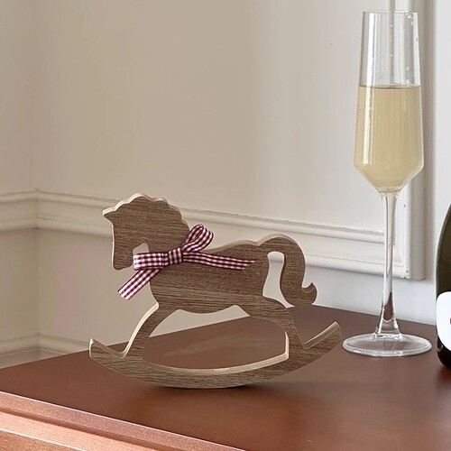 Rocking Horse High-end French Decorative Ornament Desktop Decoration Restaurant Decor Wooden Toy Photography Props