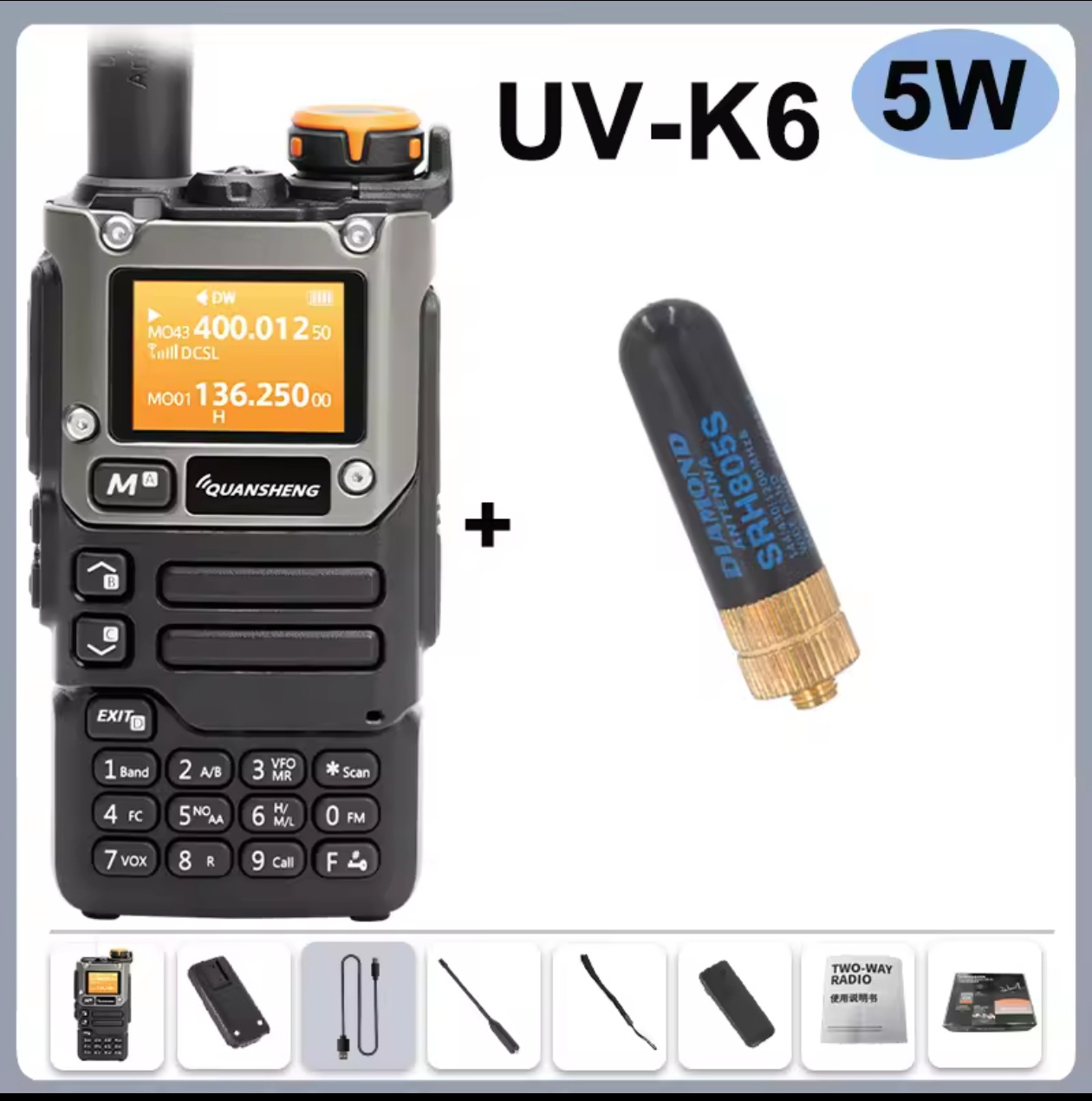 Quansheng UV-K6 walkie-talkie UV-k5 (8) un botón a la frecuencia de la aviación multibanda al aire libre comercio exterior explosivo al por mayor