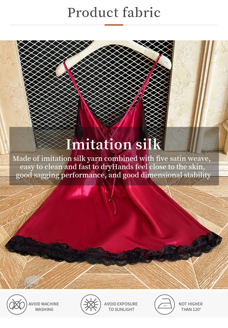 Home Women's Elegant Sexy Color Block Lace Imitated Silk Polyester Pajama Sets display picture 4