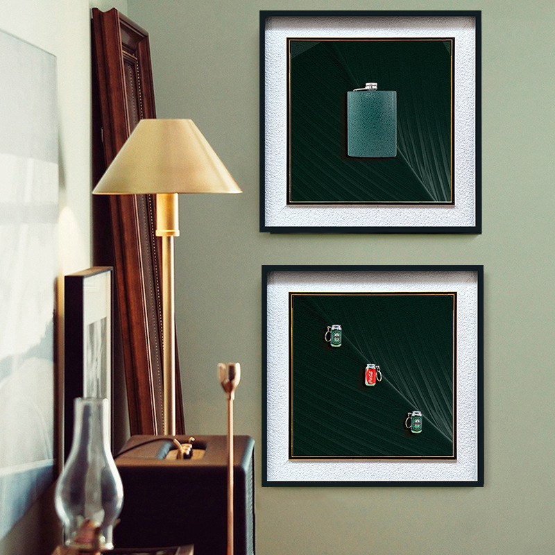 Modelado minimalista moderno pintura decorativa mural cuadrado arte petaca sala de estar sofá pared de fondo pintura colgante tridimensional