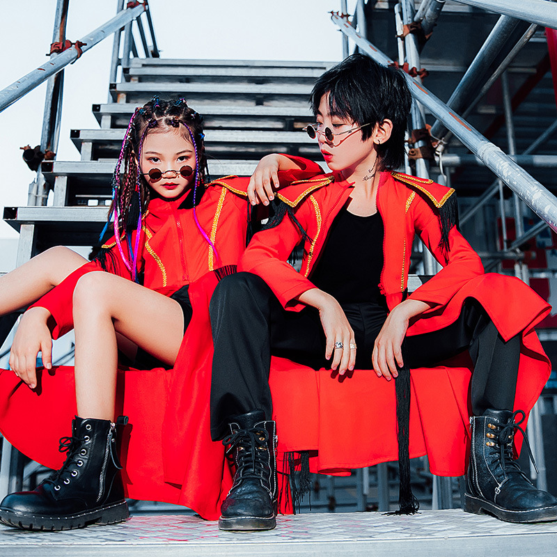 儿童走秀t台模特礼服演出女童潮服男童服装炫酷霸气舞台表演服