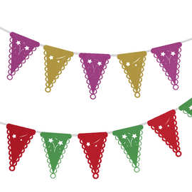 现货工厂直发墨西哥派对三角剪纸拉花卡纸亡灵节拉旗狂欢派对彩旗