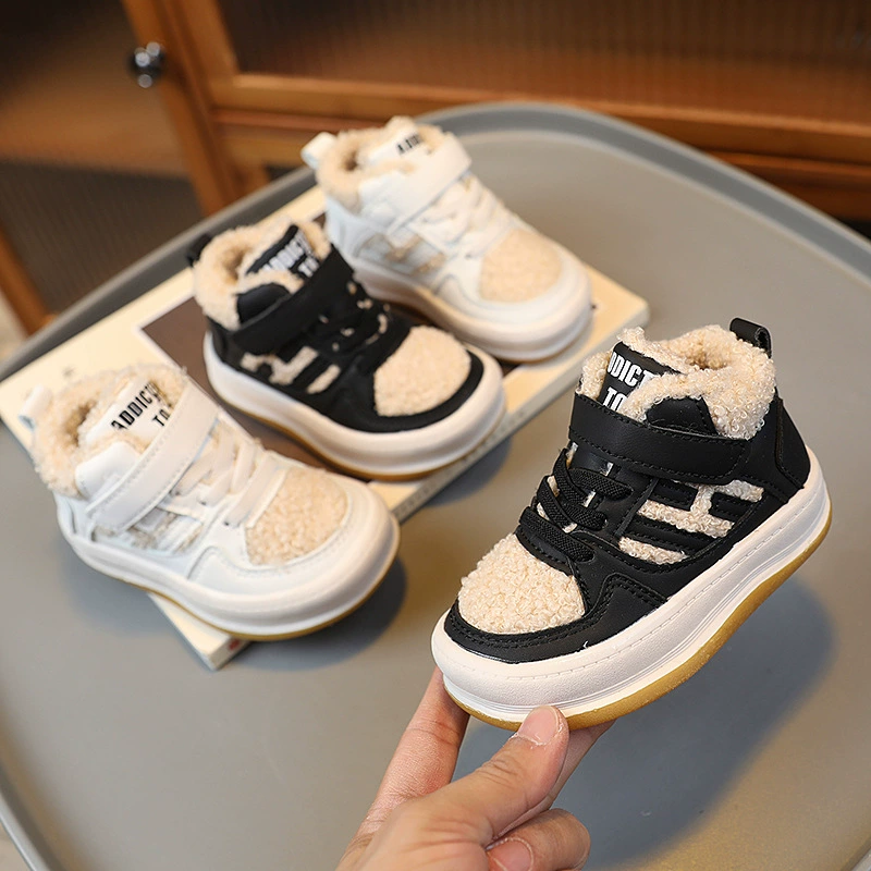 Хлопковая обувь для девочек, утолщенные кроссовки на флисовой подкладке, детская обувь, зимние сапоги для девочек, детская хлопковая обувь, мужская хлопковая обувь, модная