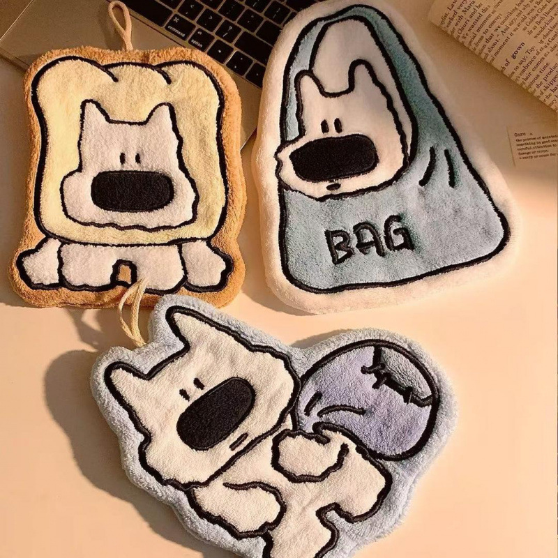 Bread puppy hand towel, absorbent towel, handkerchief, wall-mounted for bathroom, kitchen, toilet, quick-drying, thickened towel Bread puppy hand towel, absorbent towel, handkerchief, wall-mounted for bathroom, kitchen, toilet, quick-drying, thickened towel