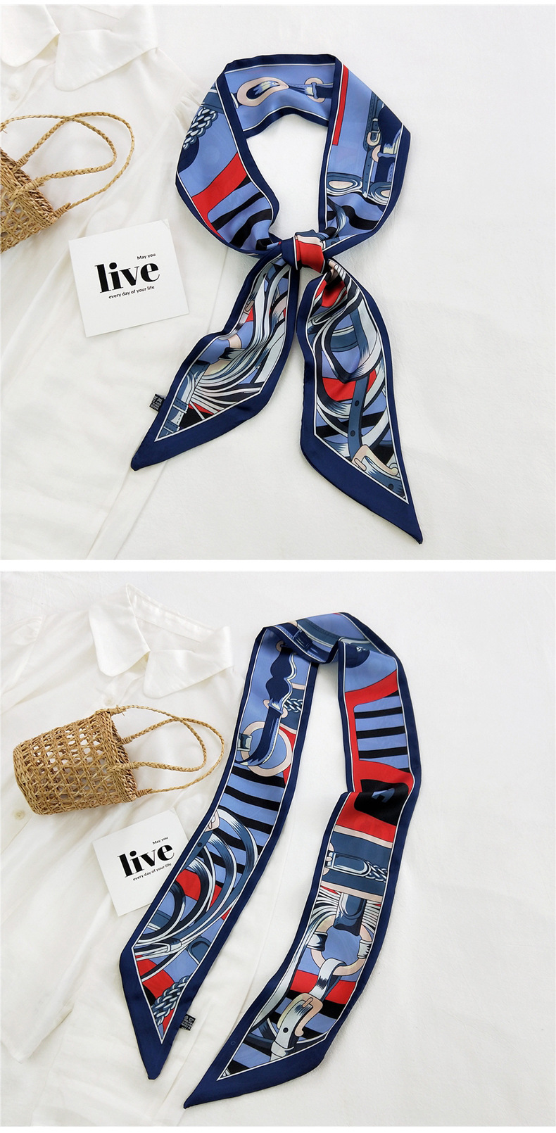 Fashion Printing Ribbon Silk Scarf Wholesale display picture 4