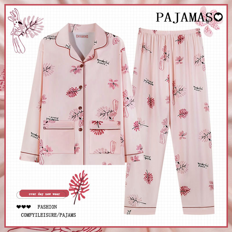 Pijamas a cuadros de algodón para mujer primavera y otoño 2025 nuevo estilo lindo traje de servicio a domicilio de manga larga de perro de pudín estilo ins