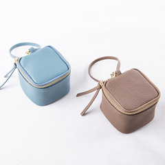 Newest women's cosmetic bag from the source manufacturer: top-layer cowhide headphone case, portable lip balm pouch, and handheld coin/money wallet