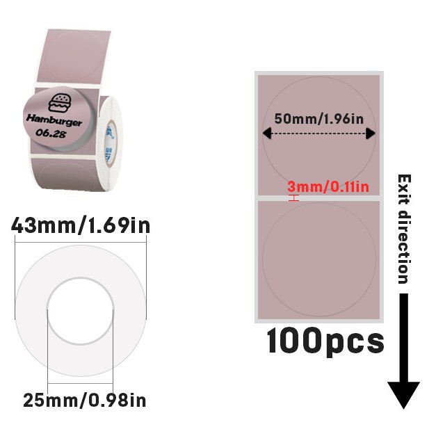감열합성지 50~100매 핑크라운드