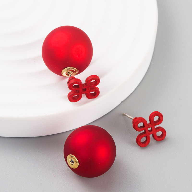 Simple And Fashionable Chinese Knot Earrings Big Spherical Ear Plugs Earrings display picture 5