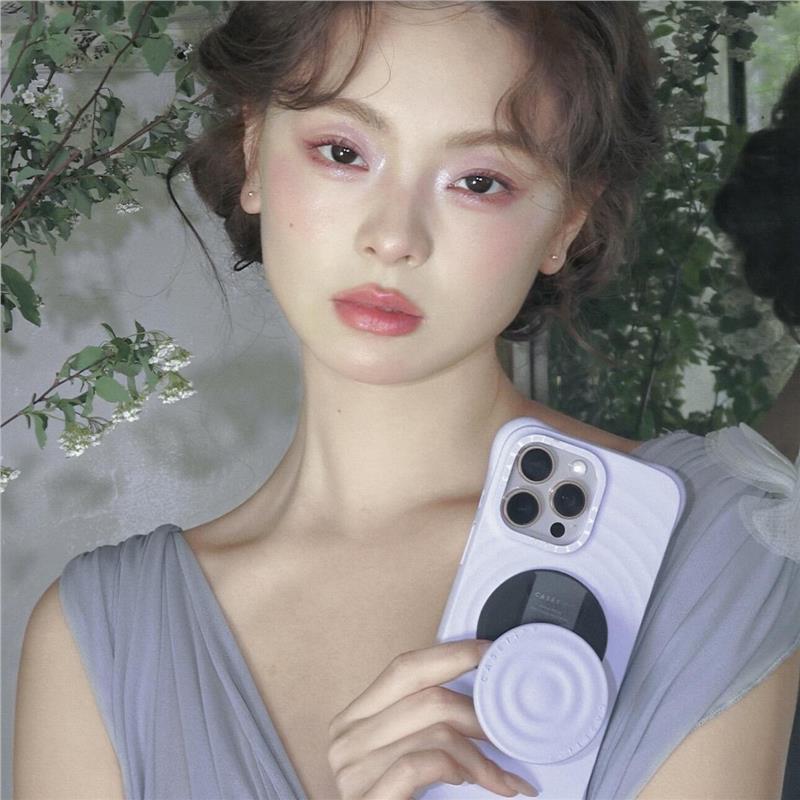 Case Co-Branded New Soft Mist Purple Wave Liquid Silicone Protective Case Suitable for Iphone16Promax Mobile Phones