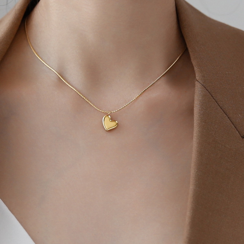 Printing Pattern PVD Coated Real Gold Plated Printing Titanium Steel Sweet Waterproof Non Tarnish Titanium Steel Pendant Necklace