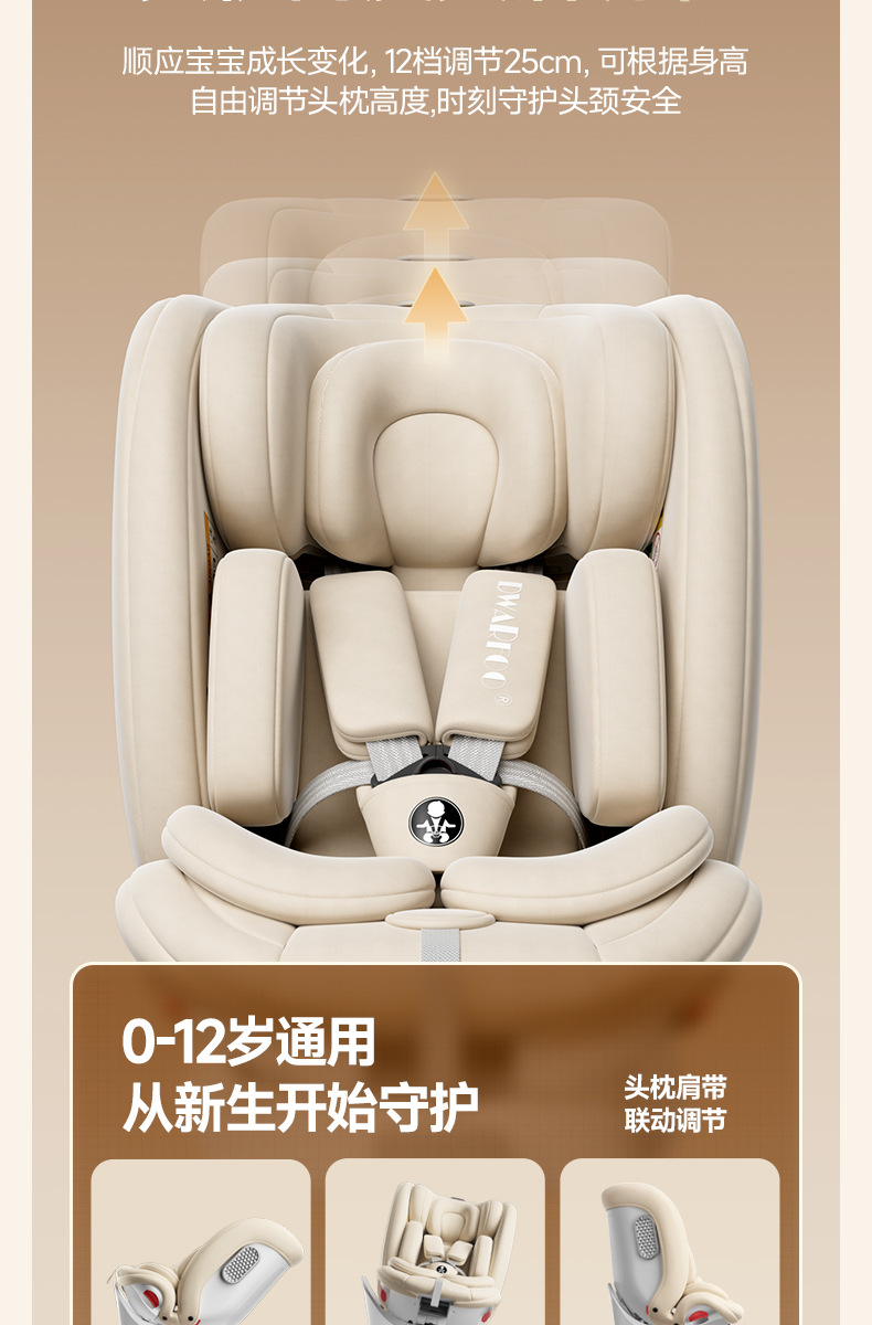 German DWARFOO car child safety seat baby car 0 to 12 years old portable seat reclining