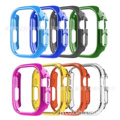 適用applewatch6/7/8代手錶保護套49mm蘋果手錶彩色透明PC糖果殼